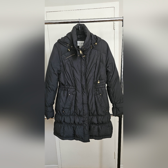 Cole Haan Signature Puffer Jacket Women's Medium Black Full Zip Down Filled Long - Picture 8 of 8